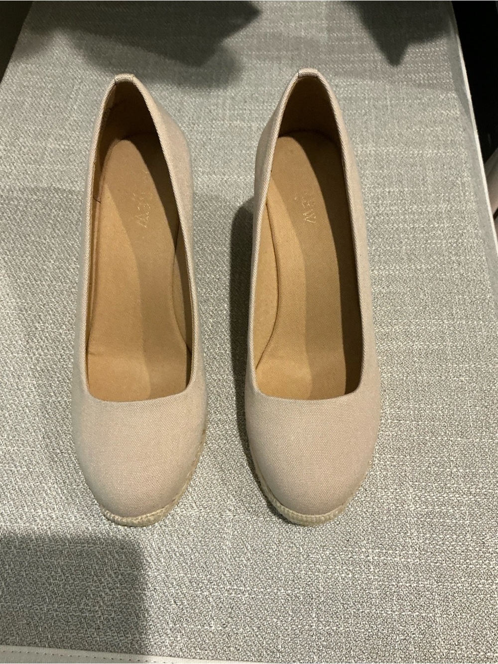 J. Crew Beige Canvas Espadrille Wedge Pumps